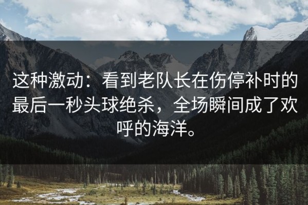 这种激动：看到老队长在伤停补时的最后一秒头球绝杀，全场瞬间成了欢呼的海洋。