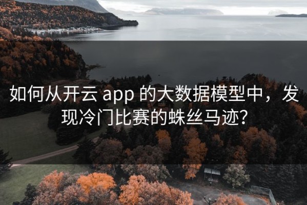 如何从开云 app 的大数据模型中，发现冷门比赛的蛛丝马迹？