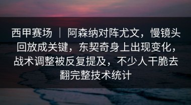 西甲赛场 ｜ 阿森纳对阵尤文，慢镜头回放成关键，东契奇身上出现变化，战术调整被反复提及，不少人干脆去翻完整技术统计